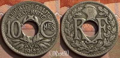 Франция 10 сантимов 1922 года, KM# 866a, 269s-144 ♛