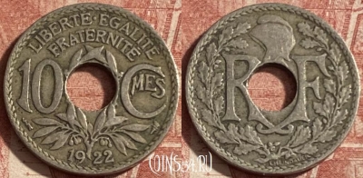 Франция 10 сантимов 1922 года, KM# 866a, 280p-137 ♛