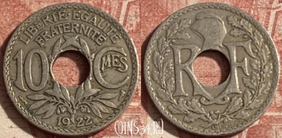 Франция 10 сантимов 1922 года, KM# 866a, 281p-007 ♛