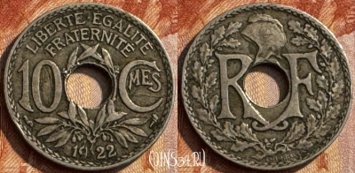 Франция 10 сантимов 1922 года, KM# 866a, 281s-035