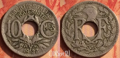 Франция 10 сантимов 1922 года, KM# 866a, 435o-067
