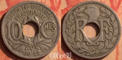 Франция 10 сантимов 1922 года, KM# 866a, 440o-095