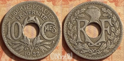 Франция 10 сантимов 1922 года, KM# 866a, 451o-033