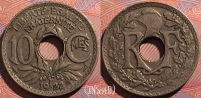 Франция 10 сантимов 1922 года, KM# 866a, a148-137