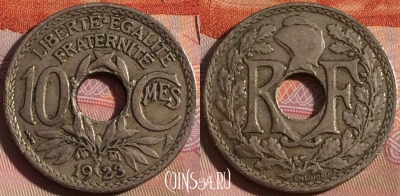 Франция 10 сантимов 1923 года, KM# 866a, 126b-112