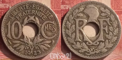 Франция 10 сантимов 1923 года, KM# 866a, 190m-084