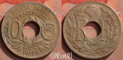 Франция 10 сантимов 1923 года, KM# 866a, 269m-016
