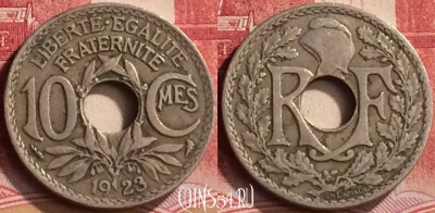 Франция 10 сантимов 1923 года, KM# 866a, 272m-144