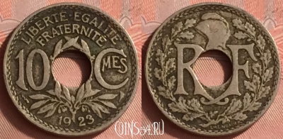 Франция 10 сантимов 1923 года, KM# 866a, 333o-095