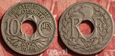 Франция 10 сантимов 1923 года, KM# 866a, 349o-053 ♛