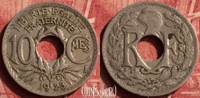 Франция 10 сантимов 1923 года, KM# 866a, 353o-134