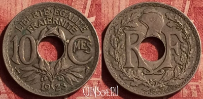 Франция 10 сантимов 1923 года, KM# 866a, 353o-144
