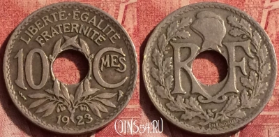 Франция 10 сантимов 1923 года, KM# 866a, 372o-134