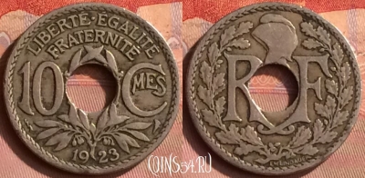 Франция 10 сантимов 1923 года, KM# 866a, 397o-105