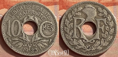 Франция 10 сантимов 1923 года, KM# 866a, 417o-029
