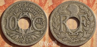 Франция 10 сантимов 1923 года, KM# 866a, 447o-123