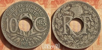 Франция 10 сантимов 1923 года, KM# 866a, 451o-021