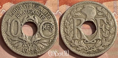 Франция 10 сантимов 1923 года, KM# 866a, 461r-399 ♛