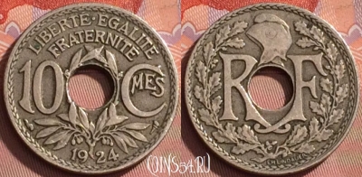 Франция 10 сантимов 1924 года, KM# 866a, 201l-110