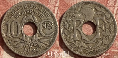 Франция 10 сантимов 1924 года, KM# 866a, 289p-084 ♛