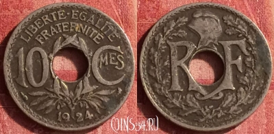 Франция 10 сантимов 1924 года, KM# 866a, 342o-001