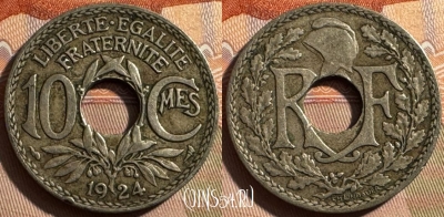 Франция 10 сантимов 1924 года, KM# 866a, 399s-104