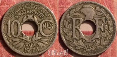 Франция 10 сантимов 1924 года, KM# 866a, 407-099