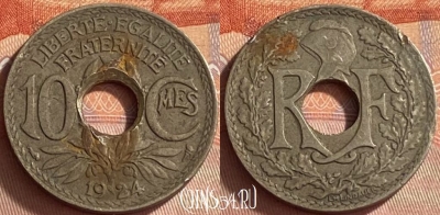 Франция 10 сантимов 1924 года, KM# 866a, 416o-108