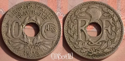 Франция 10 сантимов 1925 года, KM# 866a, 309o-088