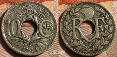 Франция 10 сантимов 1925 года, KM# 866a, 327s-004