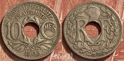 Франция 10 сантимов 1925 года, KM# 866a, 336q-110 ♛