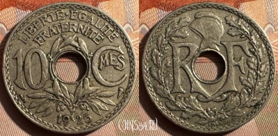 Франция 10 сантимов 1925 года, KM# 866a, 337s-111