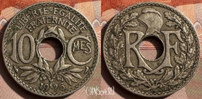 Франция 10 сантимов 1925 года, KM# 866a, 339s-010