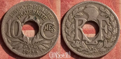 Франция 10 сантимов 1925 года, KM# 866a, 402-038