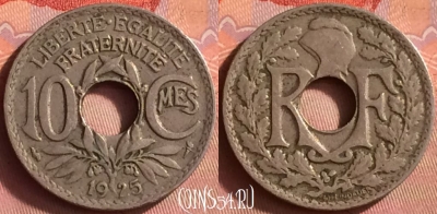 Франция 10 сантимов 1925 года, KM# 866a, 427o-116