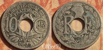 Франция 10 сантимов 1925 года, KM# 866a, 446o-094