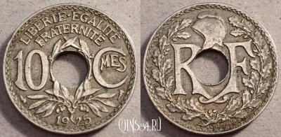 Франция 10 сантимов 1925 года, KM# 866a, 82-046b