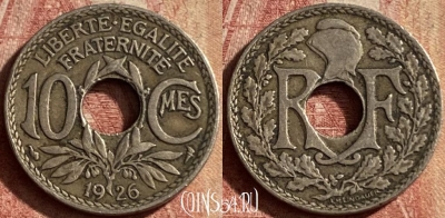 Франция 10 сантимов 1926 года, KM# 866a, 135p-124
