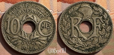 Франция 10 сантимов 1926 года, KM# 866a, 258s-060 ♛