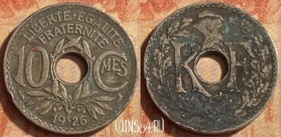 Франция 10 сантимов 1926 года, KM# 866a, 451o-060