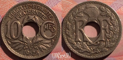 Франция 10 сантимов 1926 года, KM# 866a, a148-138