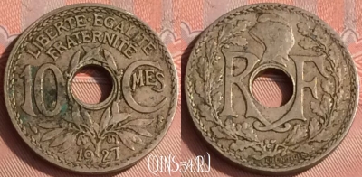 Франция 10 сантимов 1927 года, KM# 866a, 322o-019