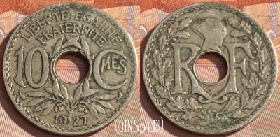 Франция 10 сантимов 1927 года, KM# 866a, 346p-139 ♛