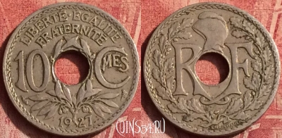 Франция 10 сантимов 1927 года, KM# 866a, 372o-008