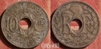 Франция 10 сантимов 1927 года, KM# 866a, 400-097