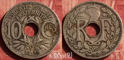 Франция 10 сантимов 1928 года, KM# 866a, 354o-002