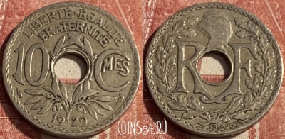 Франция 10 сантимов 1929 года, KM# 866a, 146q-055 ♛