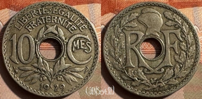 Франция 10 сантимов 1929 года, KM# 866a, 325s-056 ♛