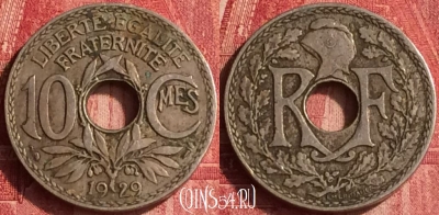 Франция 10 сантимов 1929 года, KM# 866a, 344o-093 ♛