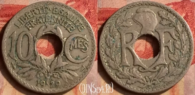 Франция 10 сантимов 1929 года, KM# 866a, 404-116